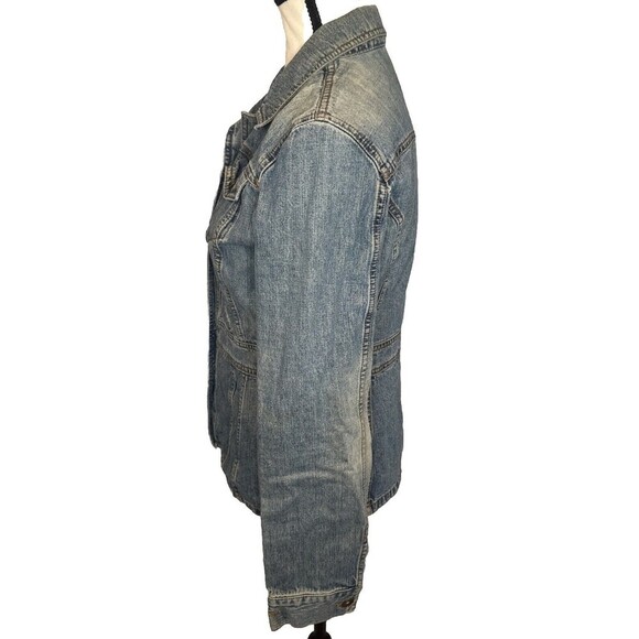 DKNY Womens Button Up Tailored Blue Medium Wash Denim Jacket Sz M - Picture 3 of 10
